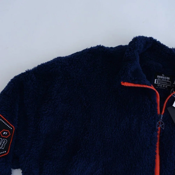 Raw Gear Navy w Orange Piping Soft Fleece Zip Embroidered Sweater Unisex S NWT - Picture 11 of 12
